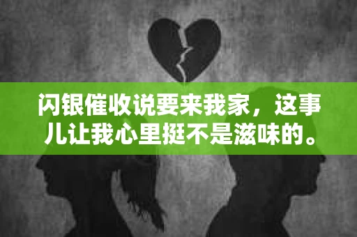 闪银催收说要来我家，这事儿让我心里挺不是滋味的。最近，因为一些经济上的小波折，我贷了点款，结果还款出了点问题。这不，闪银的催收电话一个接一个，最后竟然说他们要来我家。这让我既紧张又好奇，毕竟催收上门这种事，我还是头一回遇到。下面，我就来跟大家聊聊这个话题。