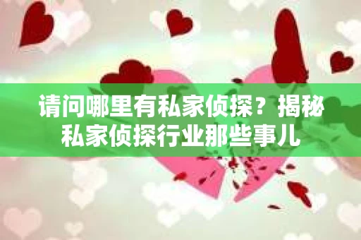 请问哪里有私家侦探？揭秘私家侦探行业那些事儿