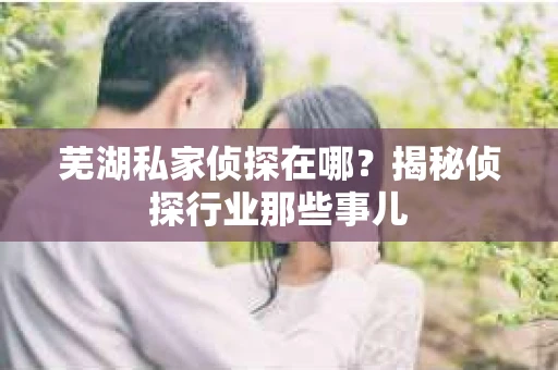 芜湖私家侦探在哪？揭秘侦探行业那些事儿