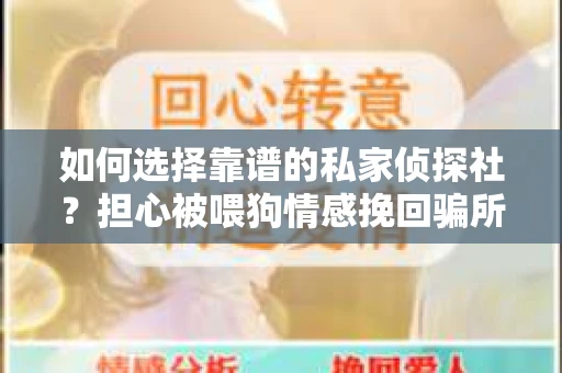 如何选择靠谱的私家侦探社?担心被喂狗情感挽回骗所骗怎么办? 如何选择靠谱的私家侦探社?担心被喂狗情感挽回骗所骗怎么办?